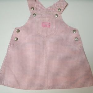 Vintage Oshkosh Overall Dress Pink Gingham 18 Months